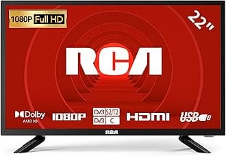 RCA 22 Inch FHD TV, Freeview DVB-T2-C-S2 Dolby Digital Audio, FHD LED Backlighting Display, HDMI VGA PC Audio SCART USB Record Media Player, Small Screen for Small Lounge Kitchen