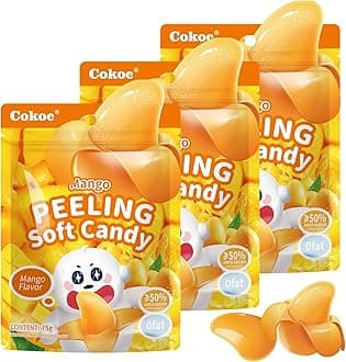 Peelable Gummies Mango,Peeling Gummies Mango Candy,Individual Packaging 2.64oz Bag Fruit Peelable Candy(Pack of 3) Easter Candy Bag