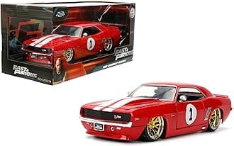 Jada Toys Fast & Furious 1:24 1969 Chevy Camaro Die-Cast Model Car, Detailed Exterior, Authentic Movie Replica, Collectible Toy – Ages 8+, Red