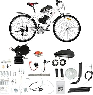 110CC 2 Stroke Bicycle Engine Kit, Motorized Bike Engine Kit Gasoline Powered Engine Motor Kit with CDI System Air Cooling Bicycle Motor Kit Gas Motor Bike Kit for 26" /28" Bikes (Black)