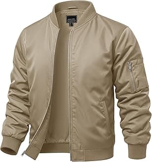 CRYSULLY Men's Bomber Jacket Lightweight Fall Winter Casual Windbreaker Full Zip Outwear Coat