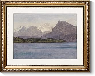 ARPEOTCY Vintage Gold Framed Wall Art, Coastal Range Seaside Landscape Paintings 13x16 inch Victorian Wall Decor for Living Room Bedroom Bathroom Canvas Prints Antique Pictures Frame