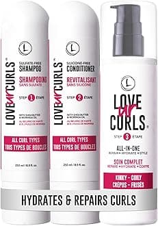 Love Ur Curls - Shampoo & Conditioner Set with All in One Curl Cream Styler for Kinky & Coily Hair, 3 Step System for Repair and Moisturizing