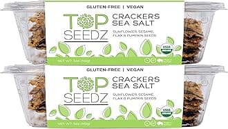 Top Seedz Certified Organic Gluten Free Sea Salt Seed Crackers | 2-Pack | 5 Ounces | Healthy Vegan Crackers with Plant Based Protein | Made of Sunflower, Flax, Sesame and Pumpkin Seed