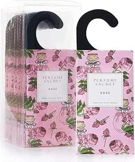 ROSE COTTAGE Large 12 Packs Rose Hanging Closet Deodorizer Air Freshener Long Lasting Scented Sachets Smell Goods for House