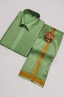 Men's Fashion Art Silk Shirt And Dhotis Combo - Full Sleeve