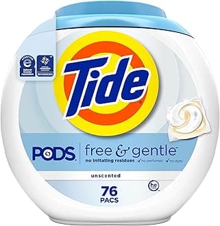 PODS Free & Gentle laundry detergent, 76 ct, Trusted, gentle laundry detergent pods, 100% free of irritating residues: no added dyes and perfumes