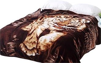 Hiyoko Wild Animal Print Tiger Blanket, Tv, Cabin, Couch,Plush,Warm, Bedcover Throw, Full Queen, 75" wx90 h, Silky Mink Cozy, for Girls,Boys, Kids,Men,Women