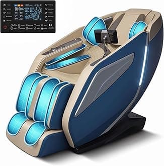 Full Body Zero Gravity Massage Chair with Body Scan 4D Intelligent Shiatsu Strecth Massage, Back/Leg Heated with AI Voice Control Bluetooth Speaker Airbags SL Track Massage Blue