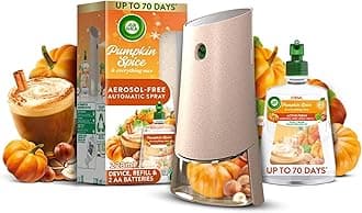 Air Wick Aerosol-Free Automatic Air Freshener Spray Kit, Pumpkin & Winter Spice, 1 Gadget, 1 Refill and 2 AA Batteries, 24x7 Active Fresh Odour Neutraliser | Lasts Up to 70 Day