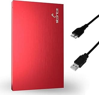 2.5-Inch Ultra Slim Portable External Hard Drive 1TB HDD USB 3.0 Aluminium Storage with LED Indicator for PC, Mac, Laptop, Gaming Console, Desktop, Red