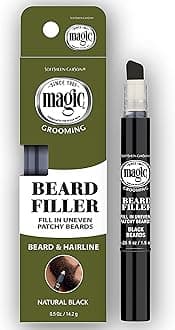 SoftSheen-Carson Magic Grooming Beard Filler Pencil Brush for Men, Waterproof, Fill in Patchy Beard & Cover Greys, Natural Black Shade, Black, 0.05 Fl Oz