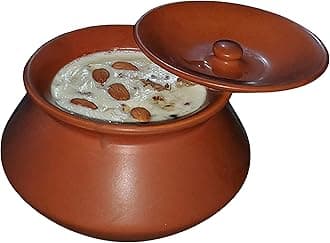 - Pure Source India Round With Lid Clay Dahi Handi, 1 Ltr, 1 Piece, Brown, Unlglazed Teracotta, 1 Liter