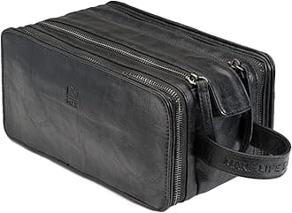 Leather Toiletry Bag for Men, Gift For Men, Mens PU Leather Shaving Bag, Leather Dopp Kit for Men, Toiletry Bag, Mens Travel Toiletry Bag, Hygiene & Grooming Kit Organizer, Cruelty-Free Leather