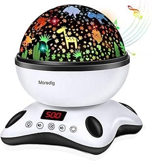 Moredig Kids Night Light Projector, Remote Baby Night Lights for Kids Room with 12 Music Nursery Night Light Projector for Kids Timer 2 Projections 18 Light Modes, Gifts for Baby Kids - Black