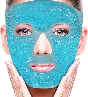 ZNÖCUETÖD YunQiXin Blue: Face Eye Mask Ice Pack With Foam Earplugs, Reduce Puffiness, Bags Under Eyes, Puffy Dark Circles, Hot/Cold Pack With Soft Plush Backing For Woman ,1 Count