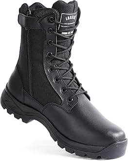 Men's Military Tactical Boots with Side Zipper, Puncture Resistant Work Boots, Desert Combat Boots, Army Jungle Boots, 8 Inches Lightweight Hiking Boots