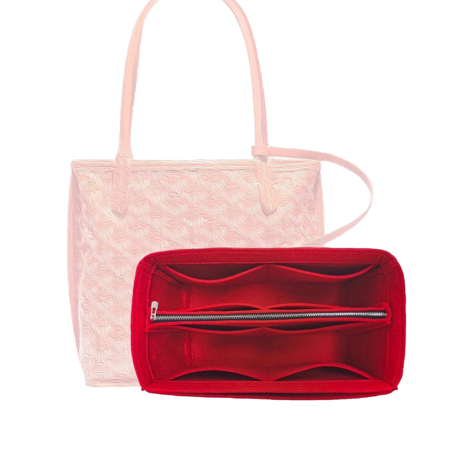 Divitize Premium Purse Organizer compatible with Anjou Mini/PM/GM Bag Insert — with Silver Zip Perfect Fit, Durable Quality Felt, Full Coverage No Bulking, +24 Shades (For Anjou Mini, Orange)