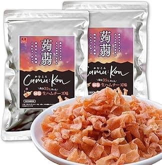 Aszak Foods Kamukon Konyaku Snacks (2 Bags, Salted Reduced Ham Cheese)