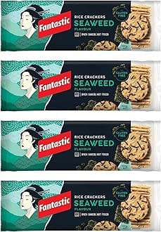 Fantastic Rice Crackers Seaweed, Authentic Thai Recipe, Oven Baked Crunchy Snack, Vegan & Gluten Free, Low Calorie (100g x 2)