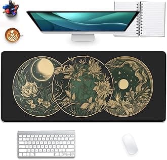 Celestial Moon Phases Art Nouveau Witch Aesthetic Green Dark Academia Mouse Pad,Non-Slip Waterproof Rubber Base Mouse Pad for Office,Computer,Keyboard,Laptop and Home Desk Pad(27.5X11.8 in)