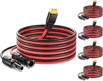 5PCS Solar to XT60 Charge Extension Cable 12AWG 10Ft Solar Connector to XT60 Adapter Cable for Solar Panel to LiFePO4 Battery RV Portable Power Station Solar Generator