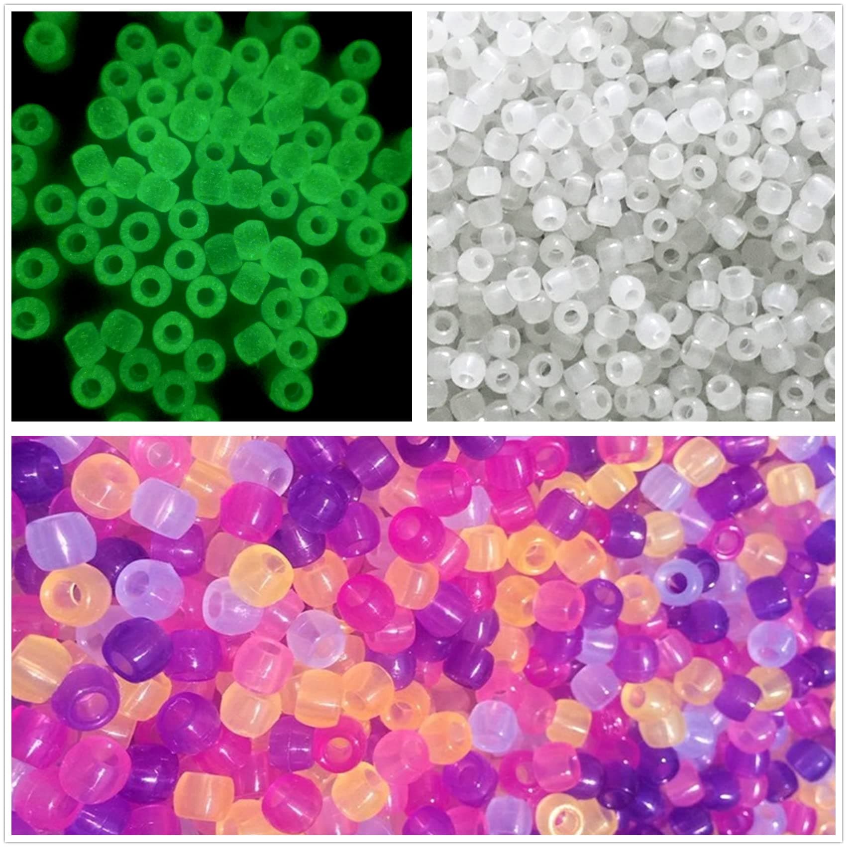 Amaney 600 Pieces UV Beads Multi Color Changing UV Reactive Plastic Pony Beads