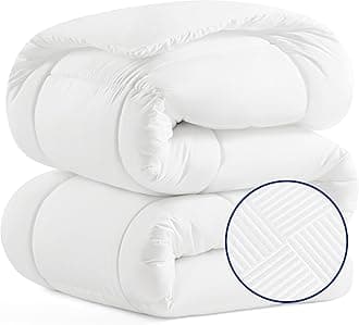 BedsureBedsure Comforter Duvet Insert - Quilted Comforters King Size, All Season Duvet, Down Alternative Bedding Comforter with Tabs(Basket Wave White,King 90"x102")