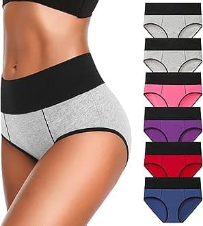 Underwear for Women Cotton High Waist Panties Full Coverage Briefs Soft Strech Ladies Breathable Panties-Multi Pack