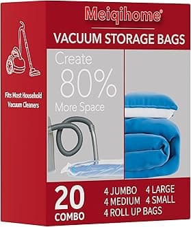 MEIQIHOME Vacuum Storage Bags, Space Saver Sealer Bags,Vacuum seal bags for clothing, Pillows, Comforters, Blankets, Bedding,Travel,20 COMBO