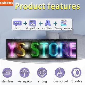 YS P10 Outdoor Programmable LED Sign 26"x8" – Full Color RGB Scrolling Display Board, WiFi Digital Signage for Business Advertising, Storefront Open Message Sign