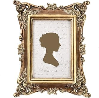 Sunlit Vintage Picture Frame 4x6 Inch, Luxury Antique Photo Frames with Glass Front, Photo Display, Tabletop Wall Hanging, Gift Ideas, Bronze Gold