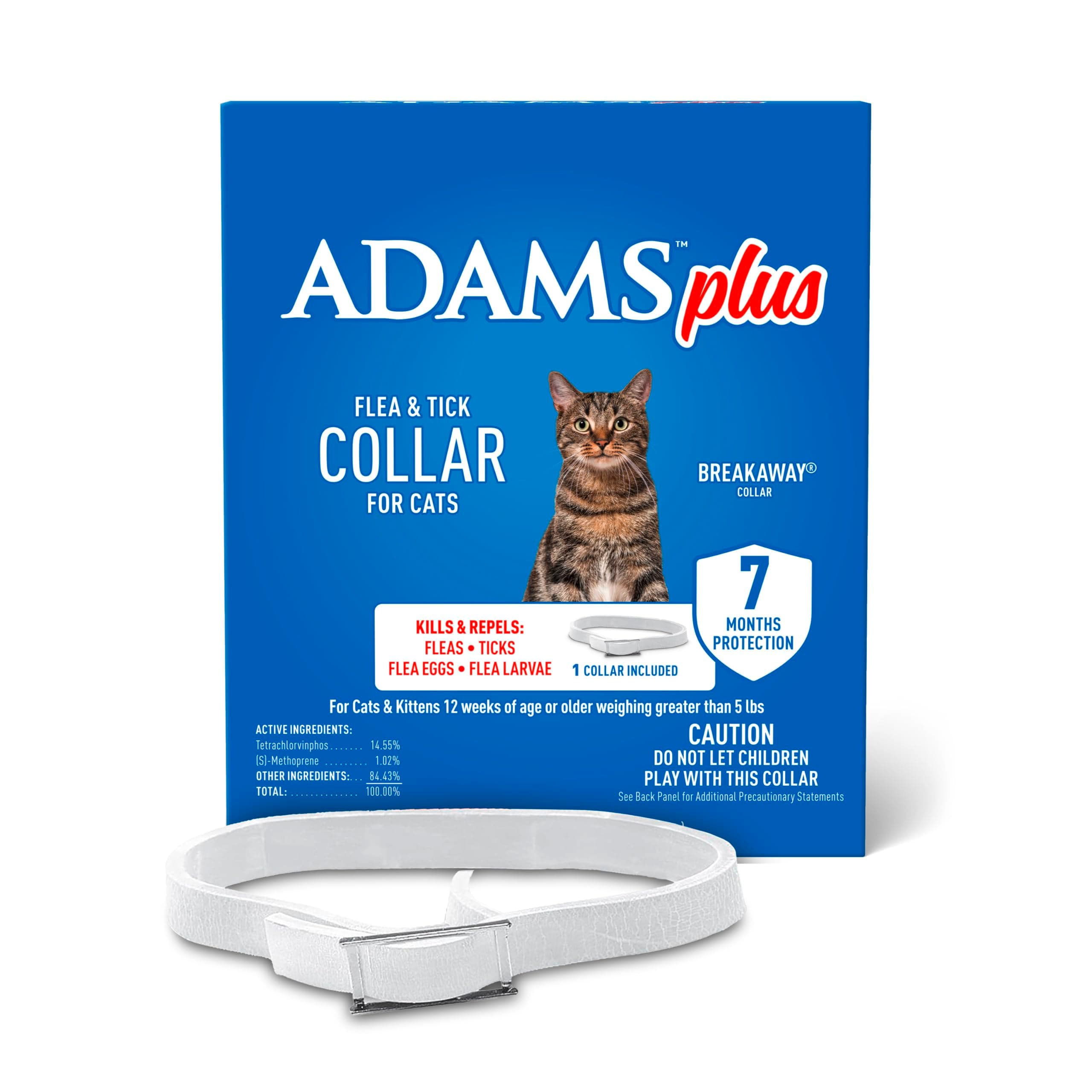 Plus Flea & Tick Collar for Cats, Flea Collar for 7-Month Prevention, Adjustable Collar Fits Cats & Kittens, Kills Fleas & Ticks, 1 Count