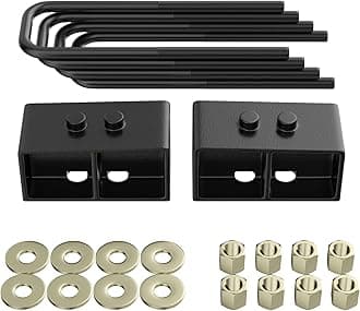 Richeer 3 Inch Lift Block Compatible With 2004-2020 F150 2WD and 4WD, 3'' Rear Leveling Lift Kits with Extra Long Extended Square U-Bolts Forged Rear Strut Spacers Raise Your Pickup By 3"
