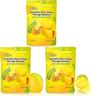 Peelable Gummy Green Mango Candy – Individually Wrapped Tropical Peeling Gummies Variety Pack, Low Sugar & Low Calorie, Perfect New Year Treats & Celebration Bites, Resealable Snacks (3 Pack, 9.53oz Green Mango)