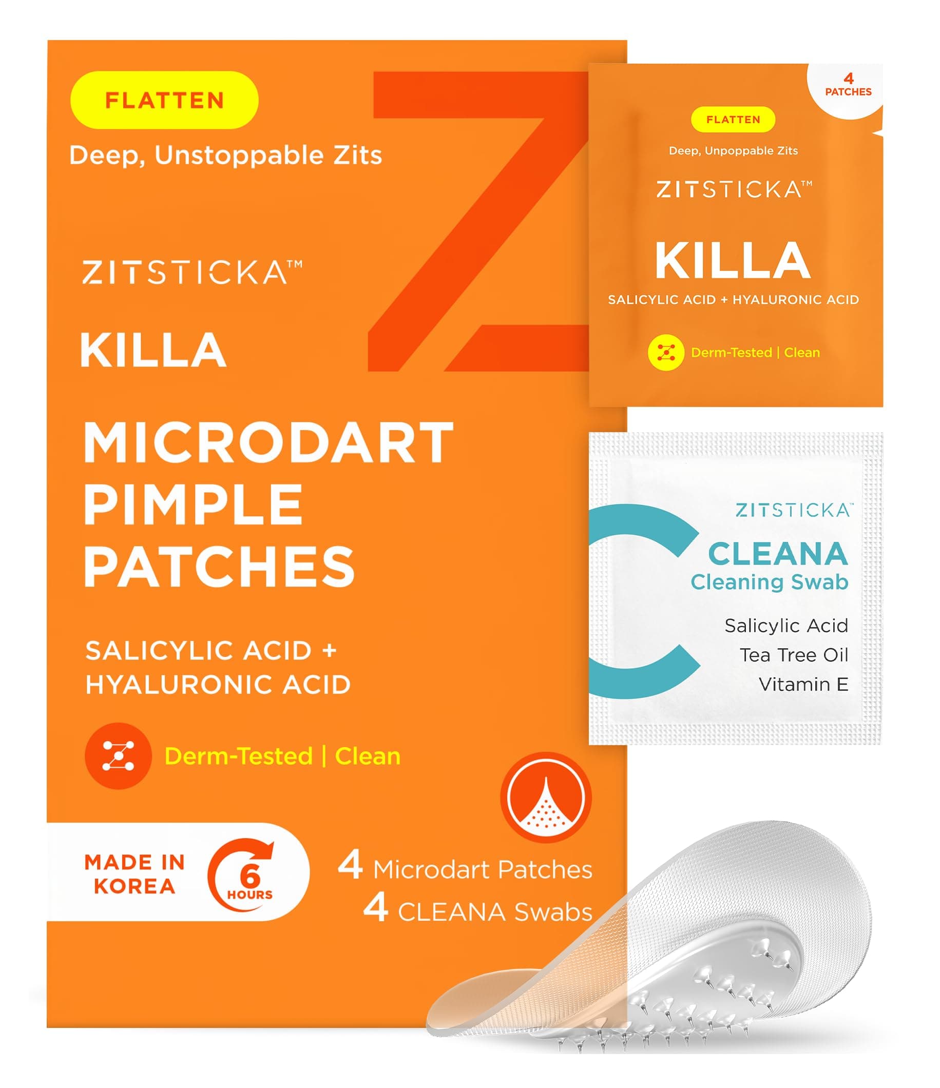ZitSticka KILLA Kit Microdart Pimple Patches – Advanced Microdart Patch for Early-Stage Zits - Targeted ZitSticka Microdart Pimple Patch & Spot Patches for Breakout Control - 4 Count