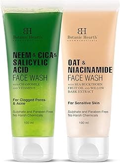 Botanic Hearth Neem, Cica & Salicylic Acid Face Wash with Oat & Niacinamide Face Wash Set of 2, 100 ml Each