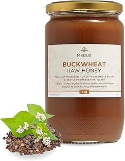 Buckwheat Honey 1 kg - Pure, Dark, Unpasteurised, Unfiltered Raw Honey - Natural Healthy Sweetener for Cooking, Tea, Coffee, Milk, Juice, Hot and Cold Drinks