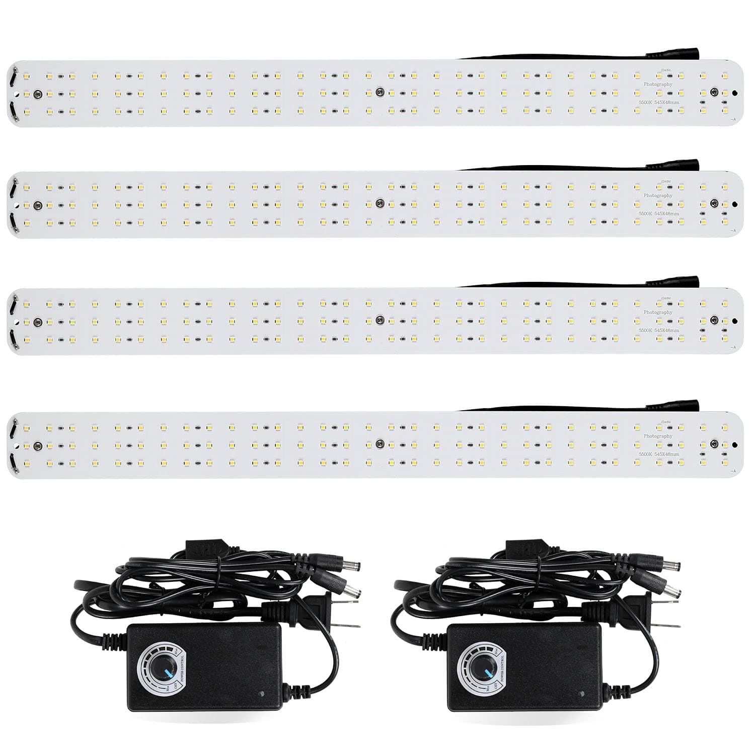 Konseen 4pcs LED Light Boards with 2pcs Dimmable Power Adapter,96 LEDs Each Boards
