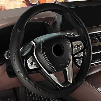 HOTOR Car Steering Wheel Cover - Universal Car Accessory for Diverse Cars, Durable Leather Steering Wheel Cover with Anti-Slip Lining, for Steering Wheel with a Diameter of 15.5", Black