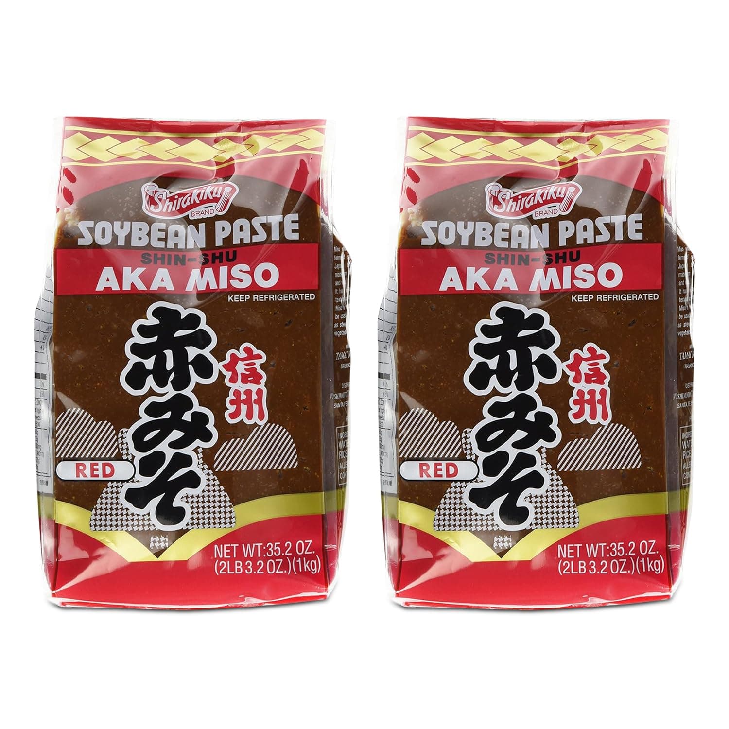 Miso Aka (red) Soy Bean Paste - Traditional Soybean Paste – Ideal for Soup, Sauce, Marinade, Japanese Foods, 35.2-Ounce Bags (Pack of 2)