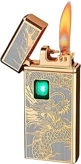 Vintage Kerosene Lighter, Creative Smart Fingerprint Sensor Type-C Rechargeable Lighter, Dragon Design Refillable Kerosene Trench Lighter,Cool Unique Vintage Lighters for Gifts(Without Kerosene)