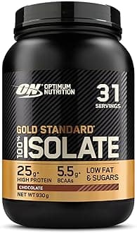 ON Gold Standard 100% Isolate Pure Whey Protein, Naturally Occurring BCAAs and Glutamine, Pre and Post Workout, Chocolate Flavour, 31 Servings, 930 g