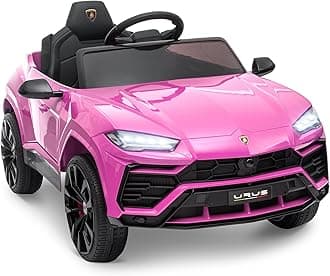 ENYOPRO 12V Licensed Lamborghini Urus Ride On Car, Electric SUV Car Power Wheel Toy w/Parent Remote Control, Music Player, FM Radio, LED Headlights, Soft Start, 2.5MPH Max Speed for Kids (Pink)