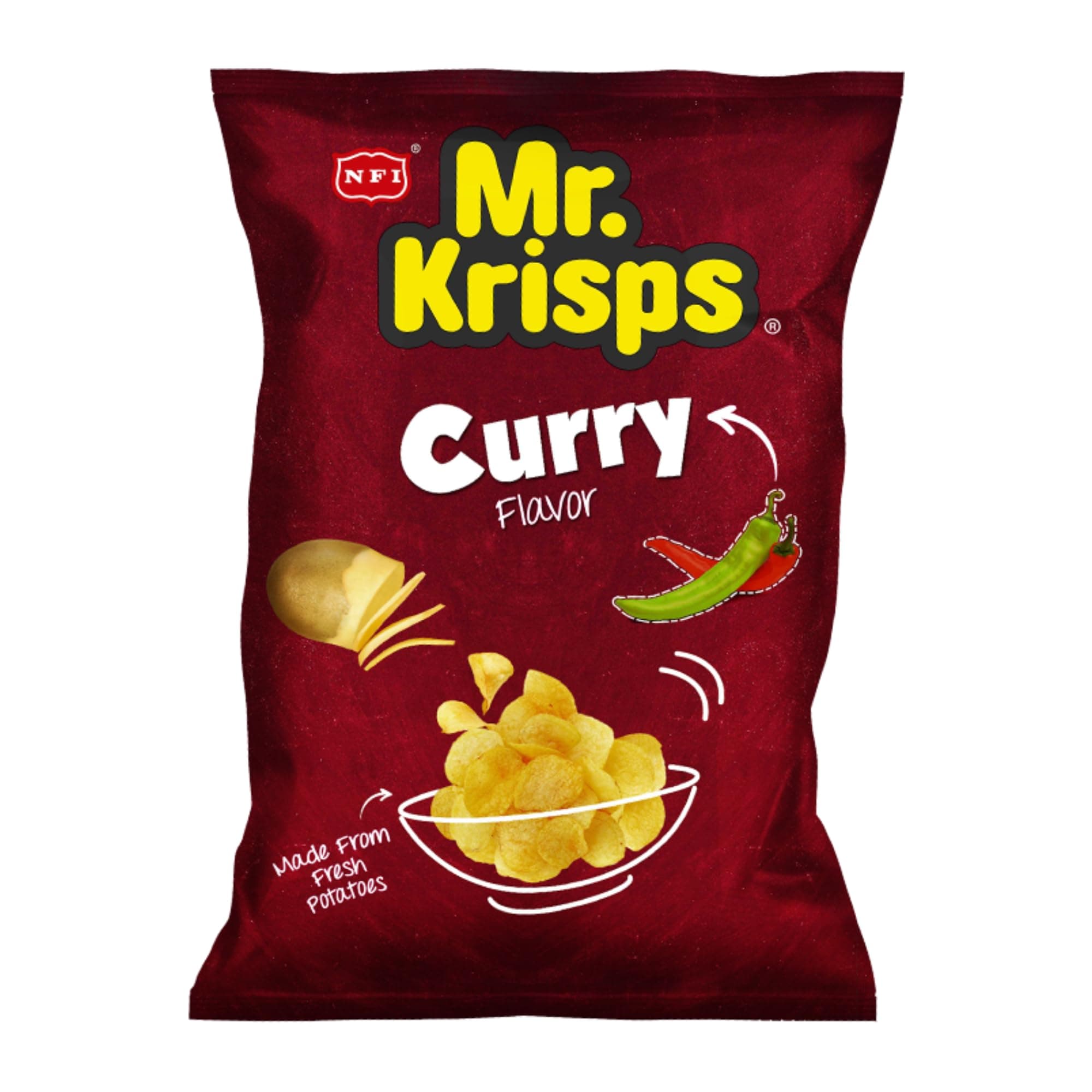 Mr.Krisps Potato Chips Curry Flavour 80 gm