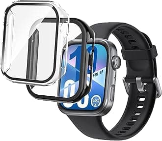 2-Pack Case for Huawei Watch Fit 4(Not for Watch Fit 4 pro) with Tempered Glass,Full Coverage Hard PC Bumper Cover All Around Screen Protector Protective Case