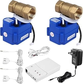 E-SDS Automatic Water Leak Shut Off Valve System,Water Leak Detector with 2 Valves,2 Sensors and Sounds Alarm,for Pipes 3/4 NPT,Flood Prevention for Laundry Washing Machines,Water Heaters and More