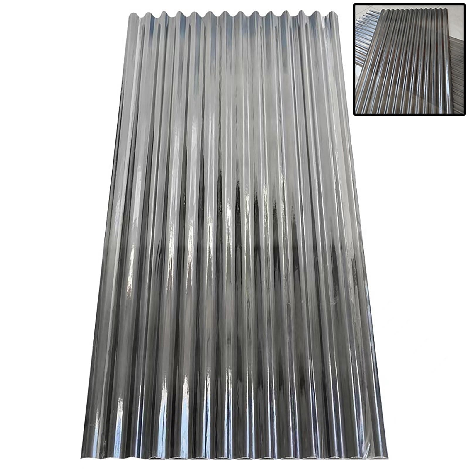 Clear Roofing Panel, 1mm Corrugated Roofing Panels, Cladding Walling Sheeting, Fiberglass Daylighting Panels, Greenhouse Shed Roof Panel, Roofing Sheet, Easy to Roll and Cut(Black,35x63in)