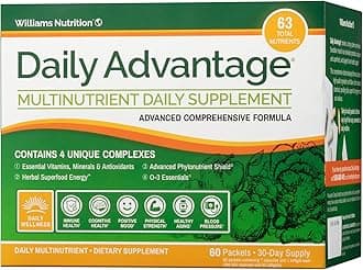 Dr. David Williams' Daily Advantage Multi-Nutrient Vitamin Supplement for Immune, Cardio and Cognitive Health, and Total Body Wellness, 60 Packets