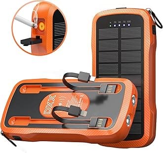 Solar Charger Power Bank 20W Fast Charging, Solar Power Bank IP69 Waterproof, Portable Charger 10,000mAh, Wireless Charger with 2 Flashlights, Portable Phone Charger for All Mobile Devices (Orange)